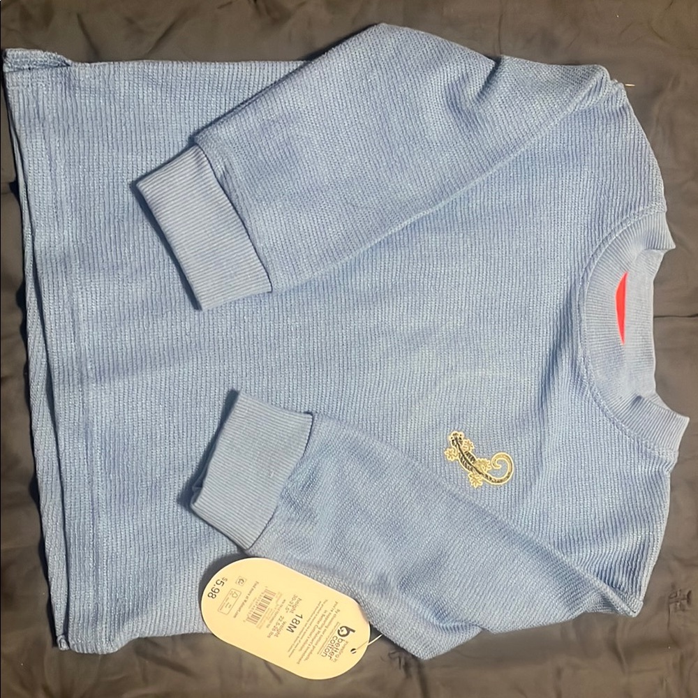 Wonder Nation Blue Long Sleeve Shirt with Embroidered lizard 18 months